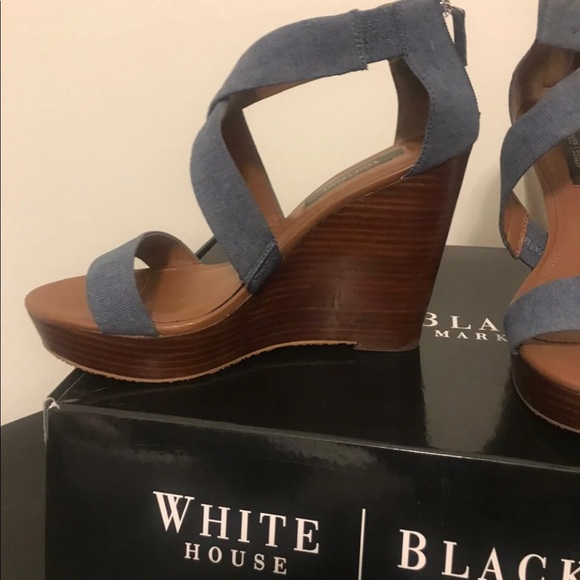 White House Black Market Denim Wedges Size 9 - Picture 10 of 10
